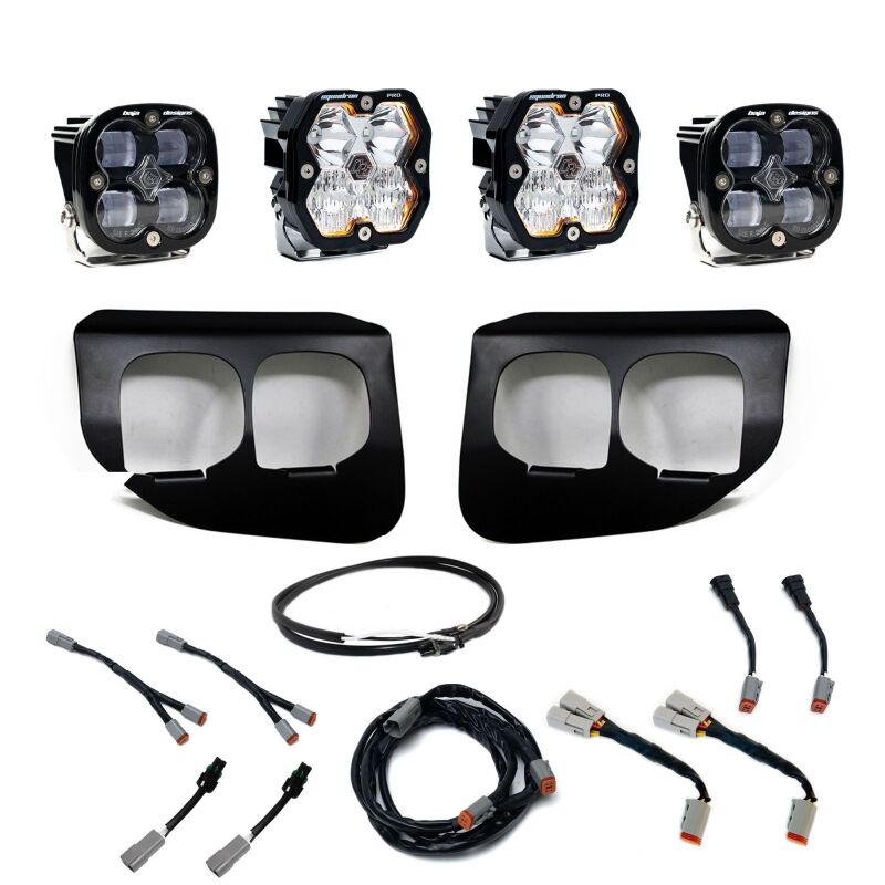 Ford SD Fog Light Pocket Kit - Baja Designs - Squadron Pro/SAE 2.0 Dual - Clear - `20-`22